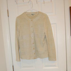 Bantry Bay by Par Leboff Cream Lace Like Cardigan & Sleeveless Tank Set Size M